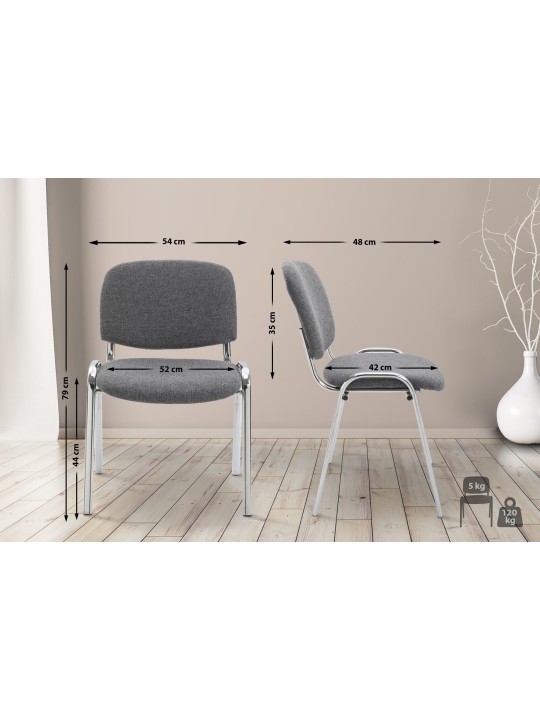 Chaise visiteur Ken C tissu, gris
