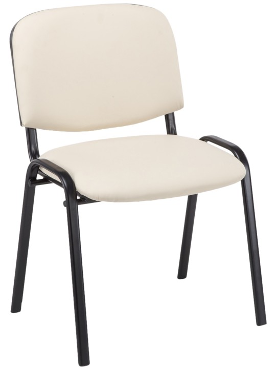 Chaise visiteur Ken simili cuir, crème