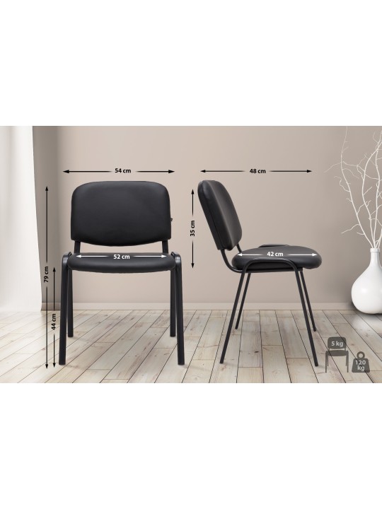 Chaise visiteur Ken simili cuir, noir