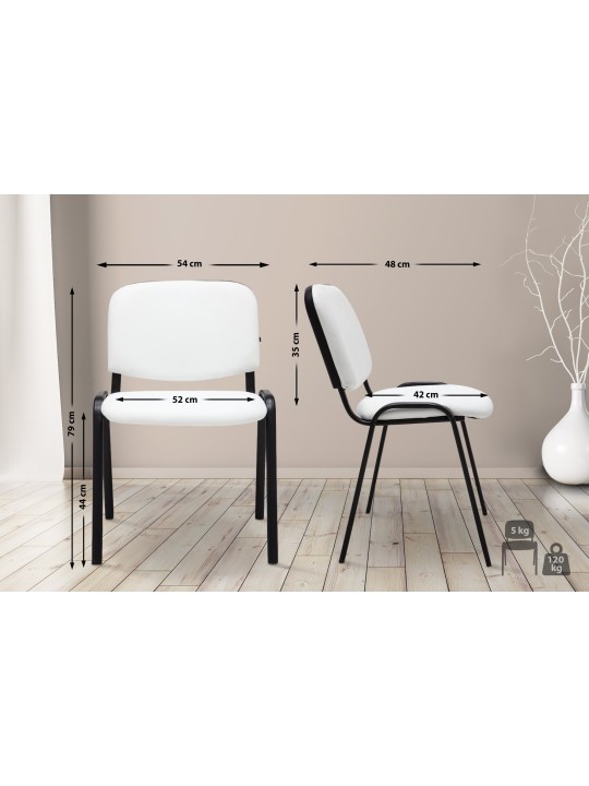 Chaise visiteur Ken simili cuir, blanc Chaise visiteur Ken simili cuir, blanc
