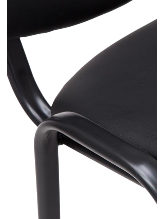 Chaise visiteur Ken simili cuir, noir