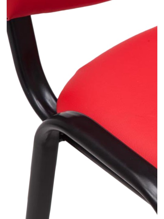 Chaise visiteur Ken simili cuir, rouge