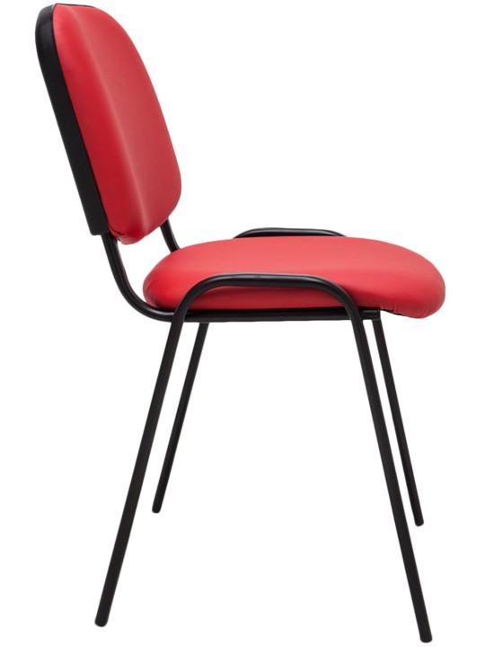 Chaise visiteur Ken simili cuir, rouge