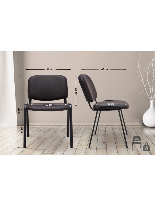 Chaise visiteur Ken simili cuir, brun