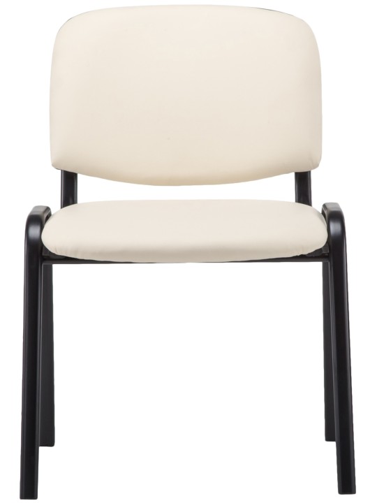 Chaise visiteur Ken simili cuir, crème