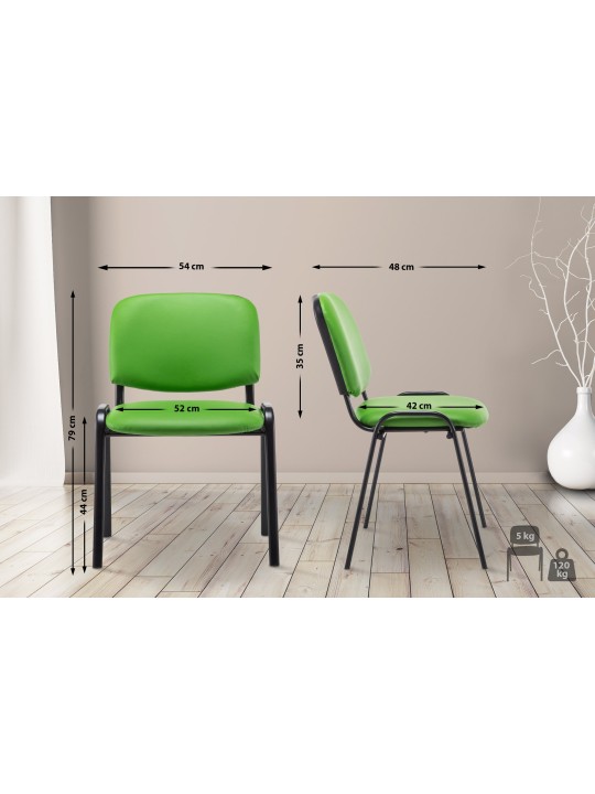 Chaise visiteur Ken simili cuir, vert