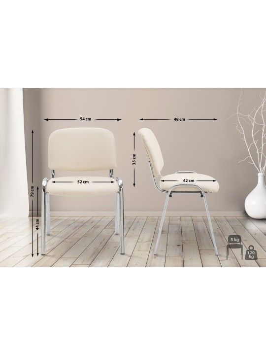 Chaise visiteur Ken C simili cuir, crème