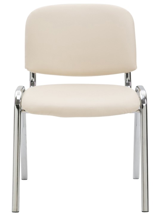 Chaise visiteur Ken C simili cuir, crème