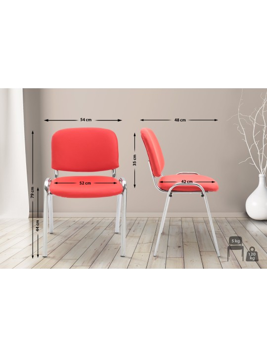Chaise visiteur Ken C simili cuir, rouge