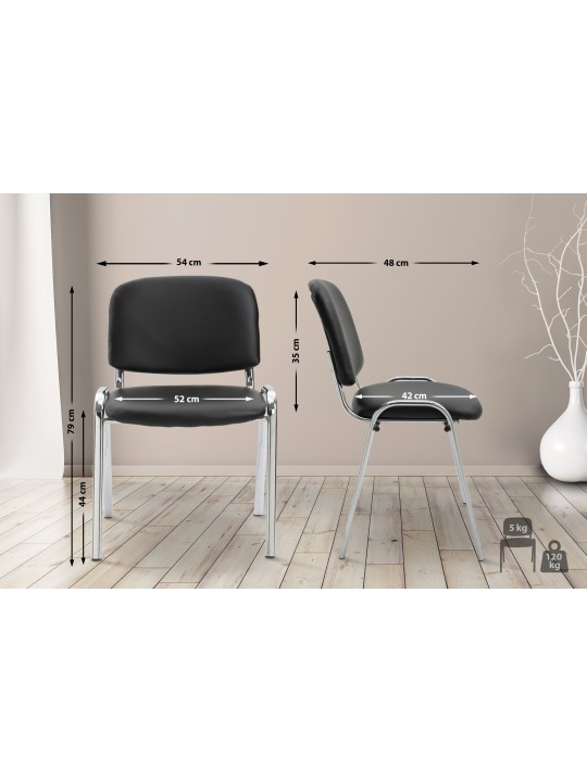 Chaise visiteur Ken C simili cuir, noir