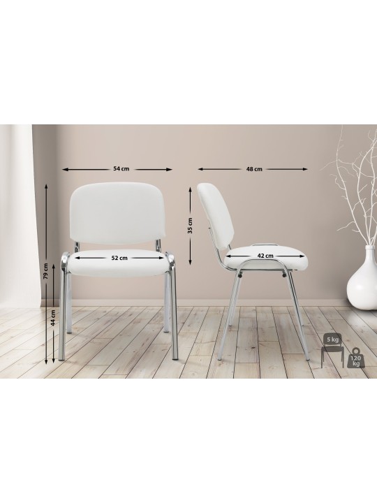 Chaise visiteur Ken C simili cuir, blanc