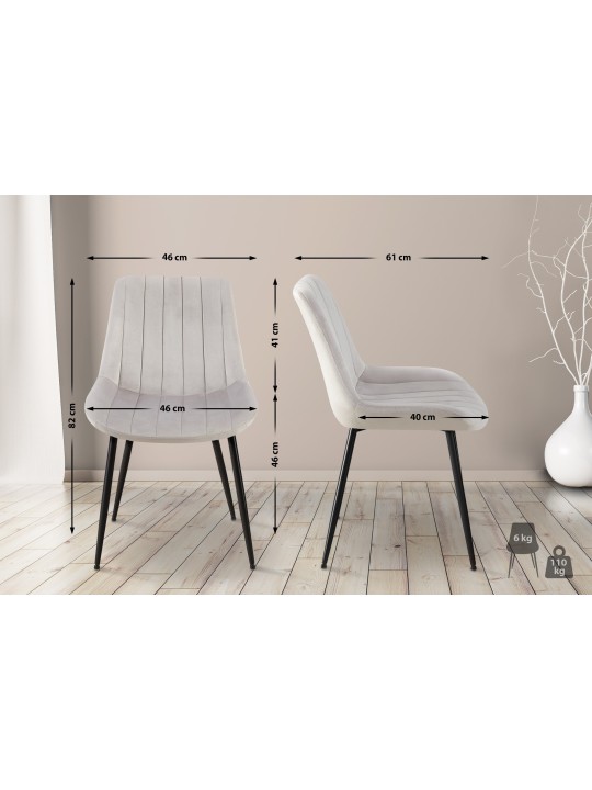 Chaise Rahden velours, gris clair