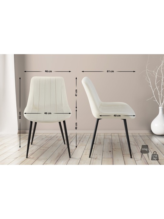 Chaise Rahden velours, crème