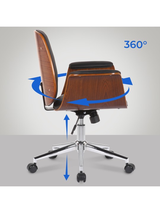 Chaise de bureau Kemberg cuir artificiel, noyer/noir Chaise de bureau Kemberg cuir artificiel, noyer/noir