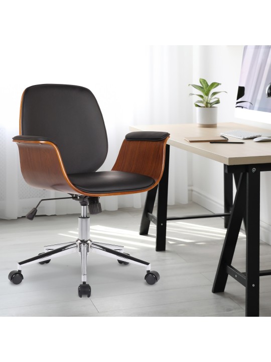 Chaise de bureau Kemberg cuir artificiel, noyer/noir Chaise de bureau Kemberg cuir artificiel, noyer/noir