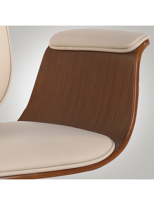Chaise de bureau Kemberg cuir artificiel, noyer/crème
