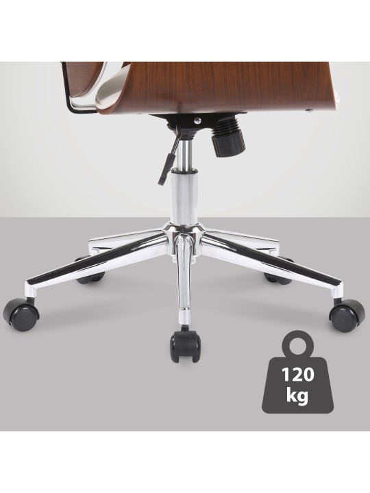 Chaise de bureau Kemberg cuir artificiel, noyer/blanc