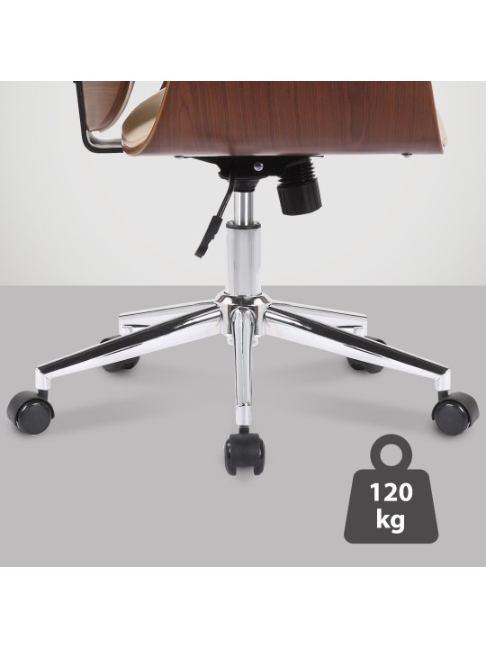 Chaise de bureau Kemberg cuir artificiel, noyer/crème