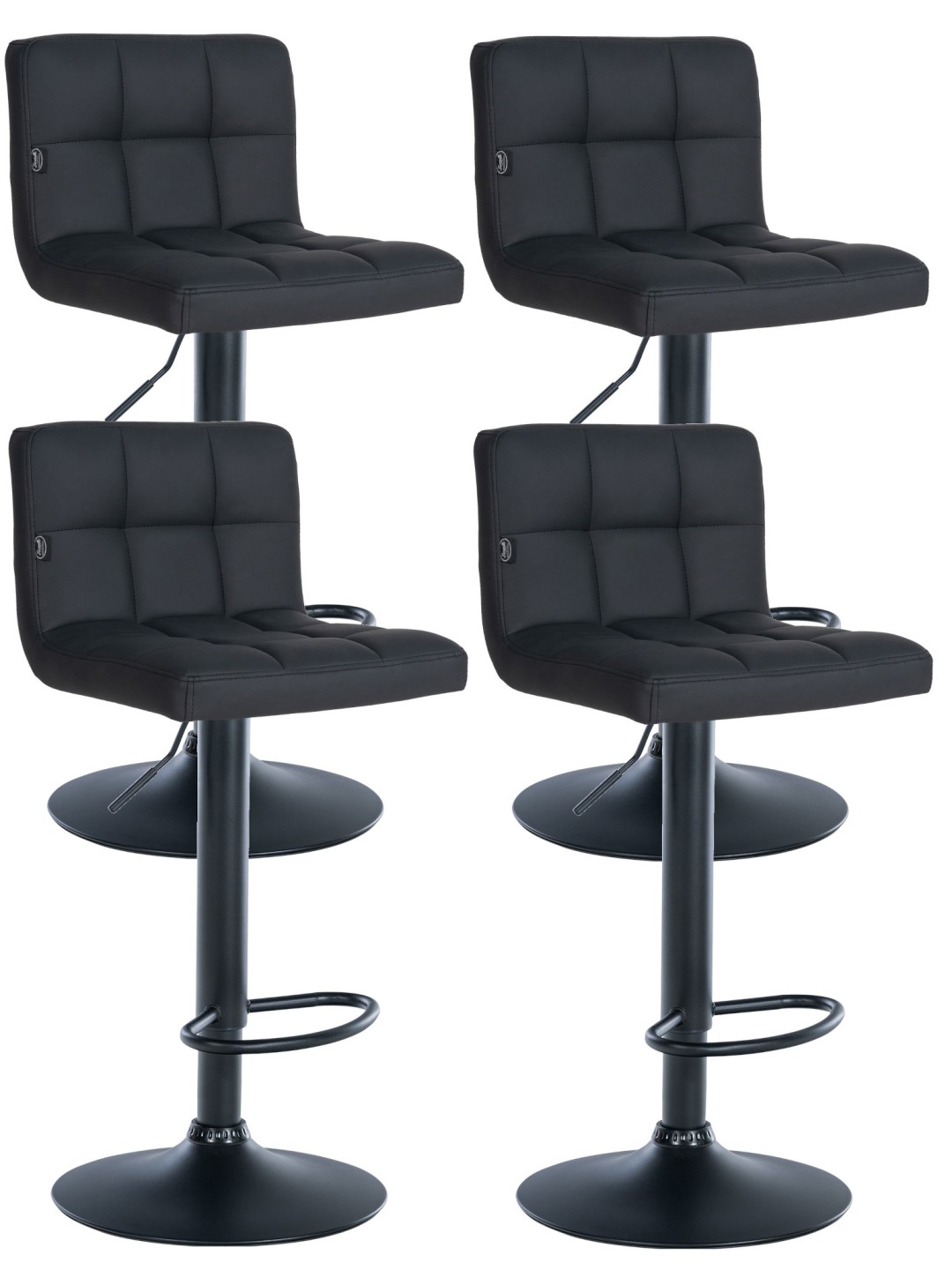 Lot de 4 tabourets de bar Feni simili cuir, noir