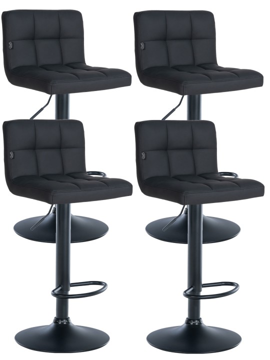 Lot de 4 tabourets de bar Feni simili cuir, noir