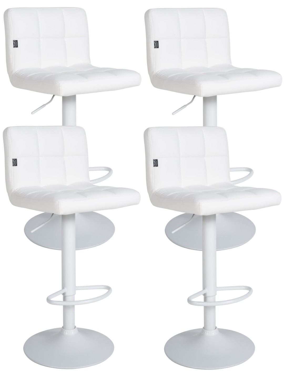 Lot de 4 tabourets de bar Feni simili cuir, blanc