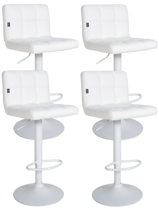 Lot de 4 tabourets de bar Feni simili cuir, blanc