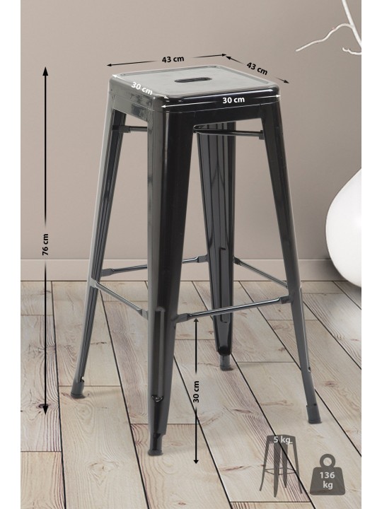 Tabouret de bar Joshua V2, noir