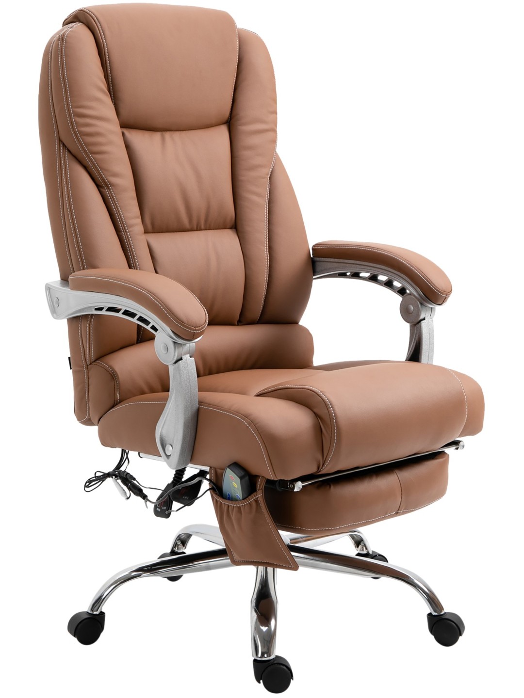 Chaise de bureau Pacific avec fonction massage V2 cuir artificiel, brun clair