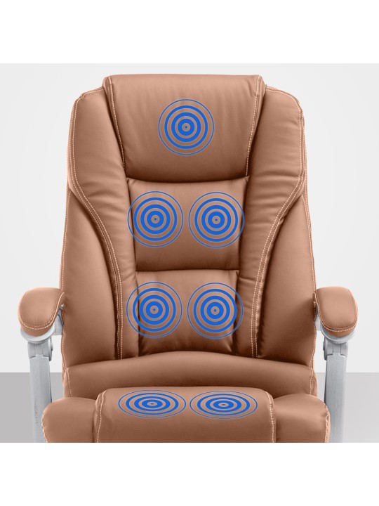 Chaise de bureau Pacific avec fonction massage V2 cuir artificiel, brun clair Chaise de bureau Pacific avec fonction massage V2 cuir artificiel, brun clair