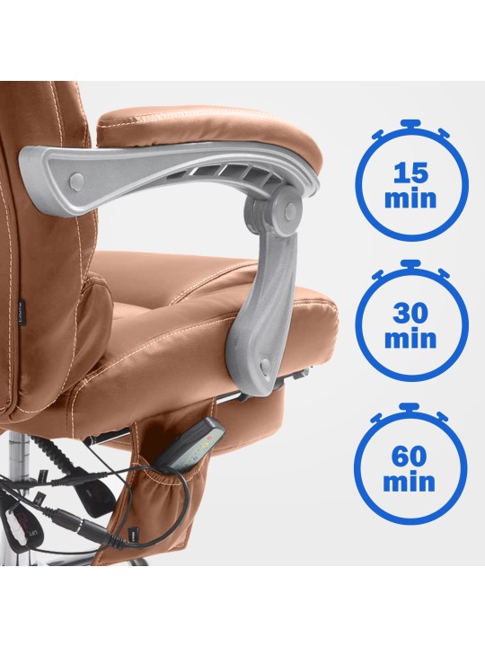 Chaise de bureau Pacific avec fonction massage V2 cuir artificiel, brun clair Chaise de bureau Pacific avec fonction massage V2 cuir artificiel, brun clair