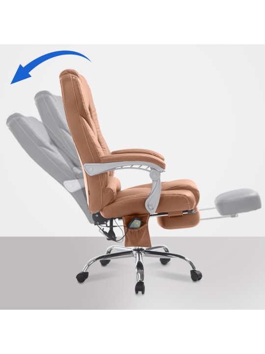 Chaise de bureau Pacific avec fonction massage V2 cuir artificiel, brun clair Chaise de bureau Pacific avec fonction massage V2 cuir artificiel, brun clair