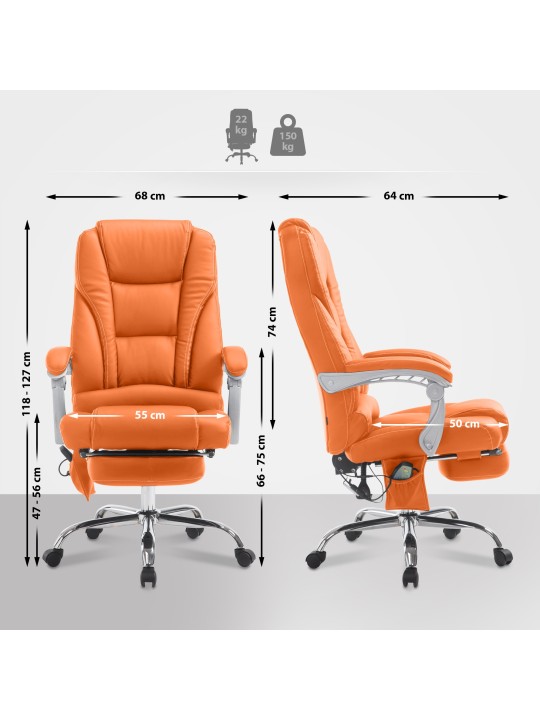 Fauteuil de bureau Pacific avec fonction massage V2, orange