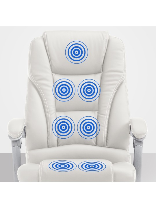 Chaise de bureau Pacific avec fonction massage V2, blanc Chaise de bureau Pacific avec fonction massage V2, blanc