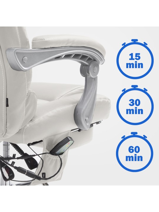 Chaise de bureau Pacific avec fonction massage V2, blanc Chaise de bureau Pacific avec fonction massage V2, blanc