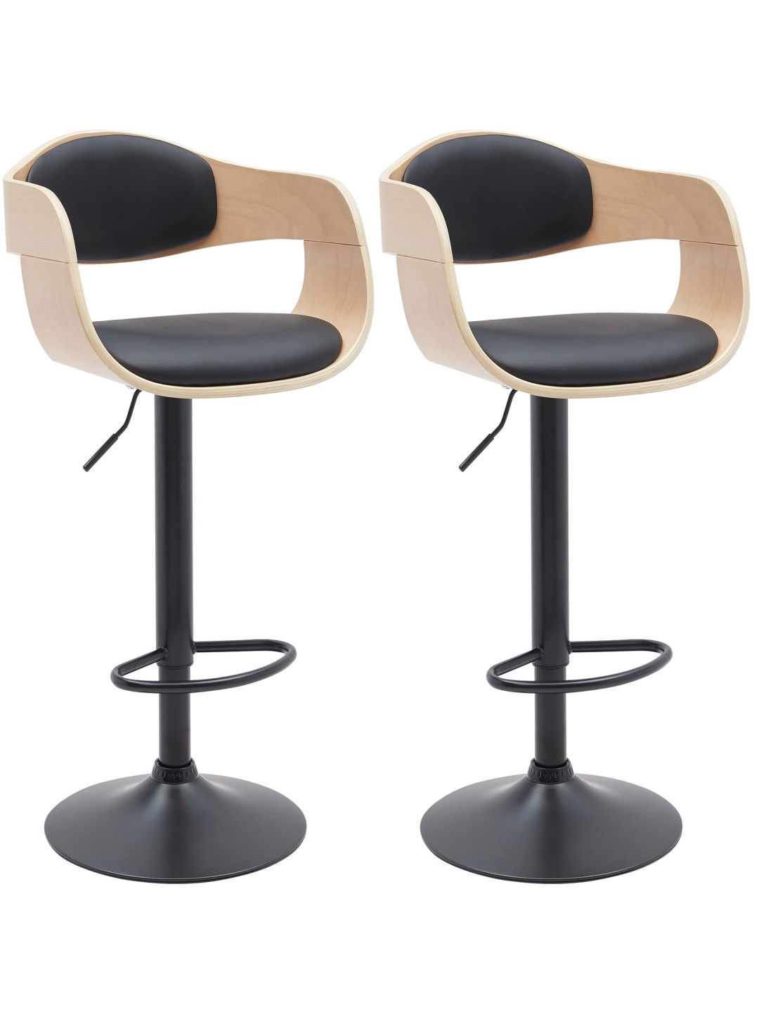 Lot de 2 tabourets de bar Kingston B simili cuir, naturel/noir