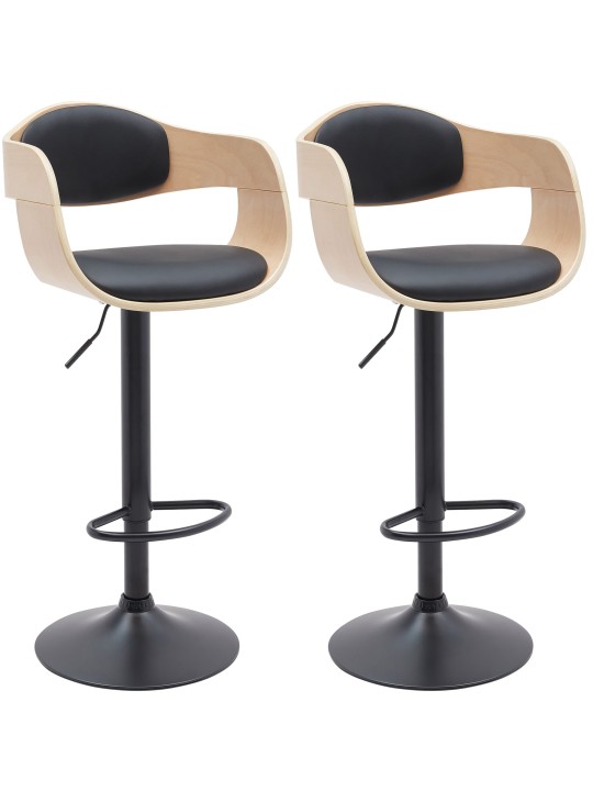 Lot de 2 tabourets de bar Kingston B simili cuir, naturel/noir Lot de 2 tabourets de bar Kingston B simili cuir, naturel/noir