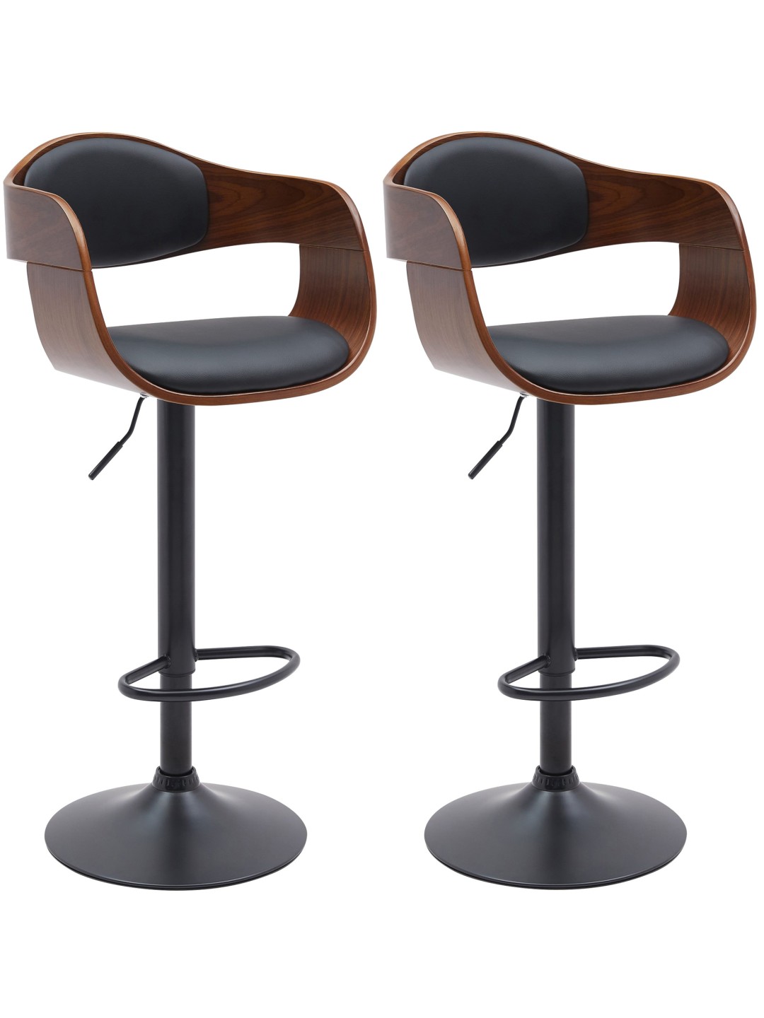 Lot de 2 tabourets de bar Kingston B simili cuir, noyer/noir