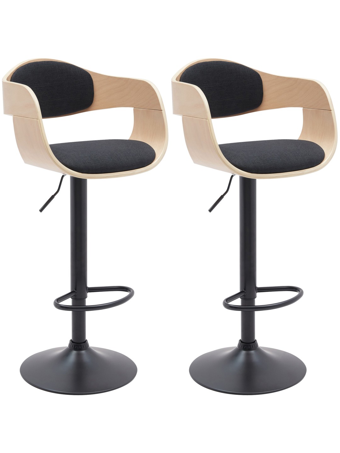 Lot de 2 tabourets de bar Kingston B tissu, naturel/noir