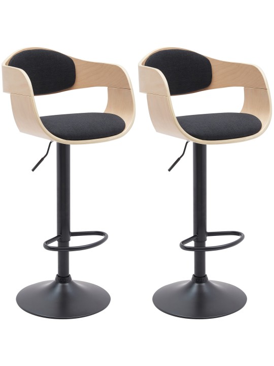 Lot de 2 tabourets de bar Kingston B tissu, naturel/noir