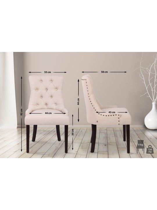 Chaise de salle à manger Aberdeen tissu antique, crème