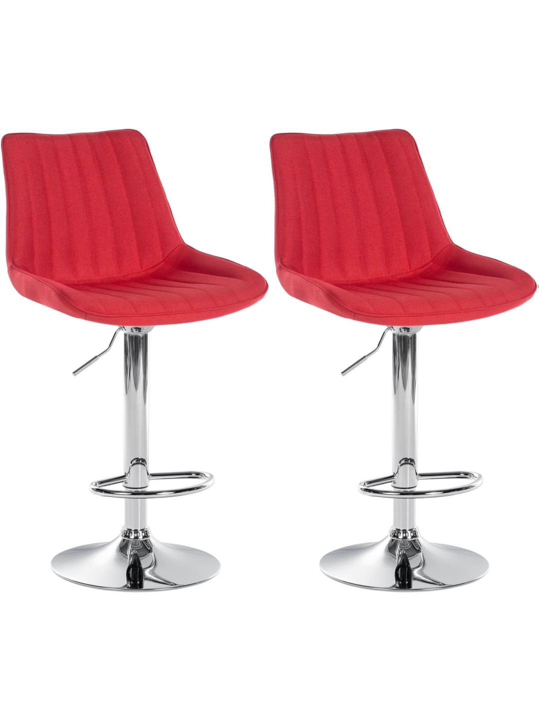 Lot de 2 tabourets de bar Toni tissu chrome, rouge