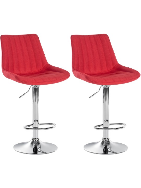 Lot de 2 tabourets de bar Toni tissu chrome, rouge