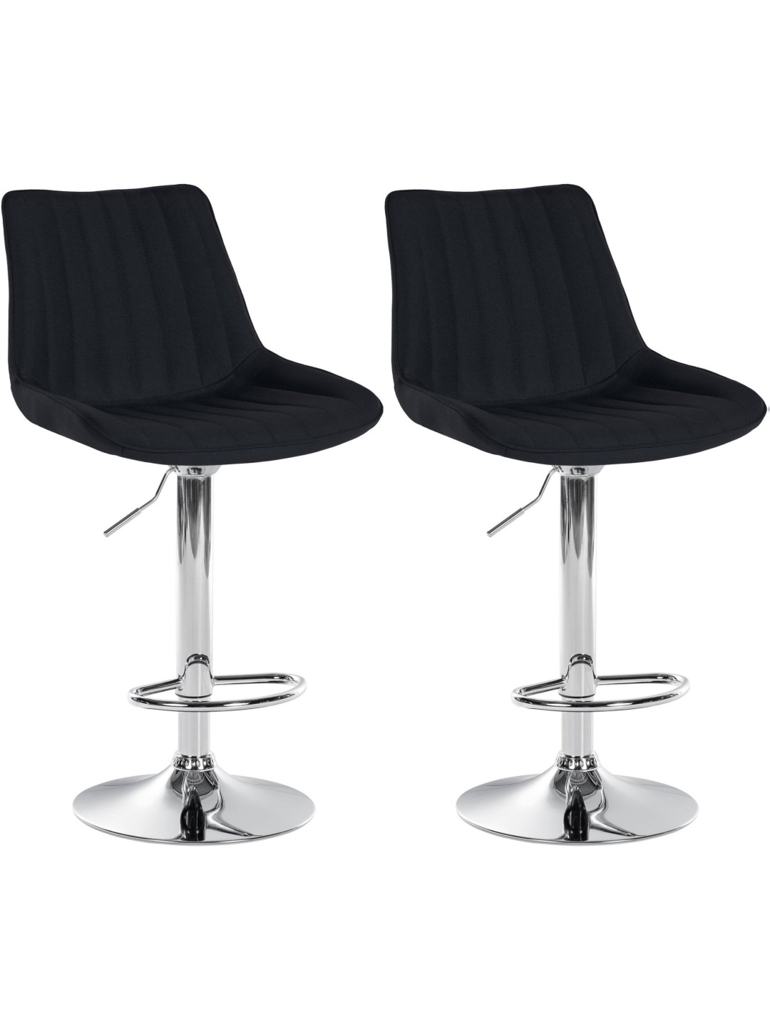 Lot de 2 tabourets de bar Toni tissu chrome, noir