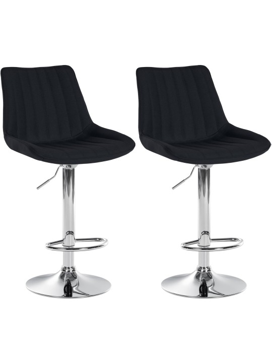 Lot de 2 tabourets de bar Toni tissu chrome, noir