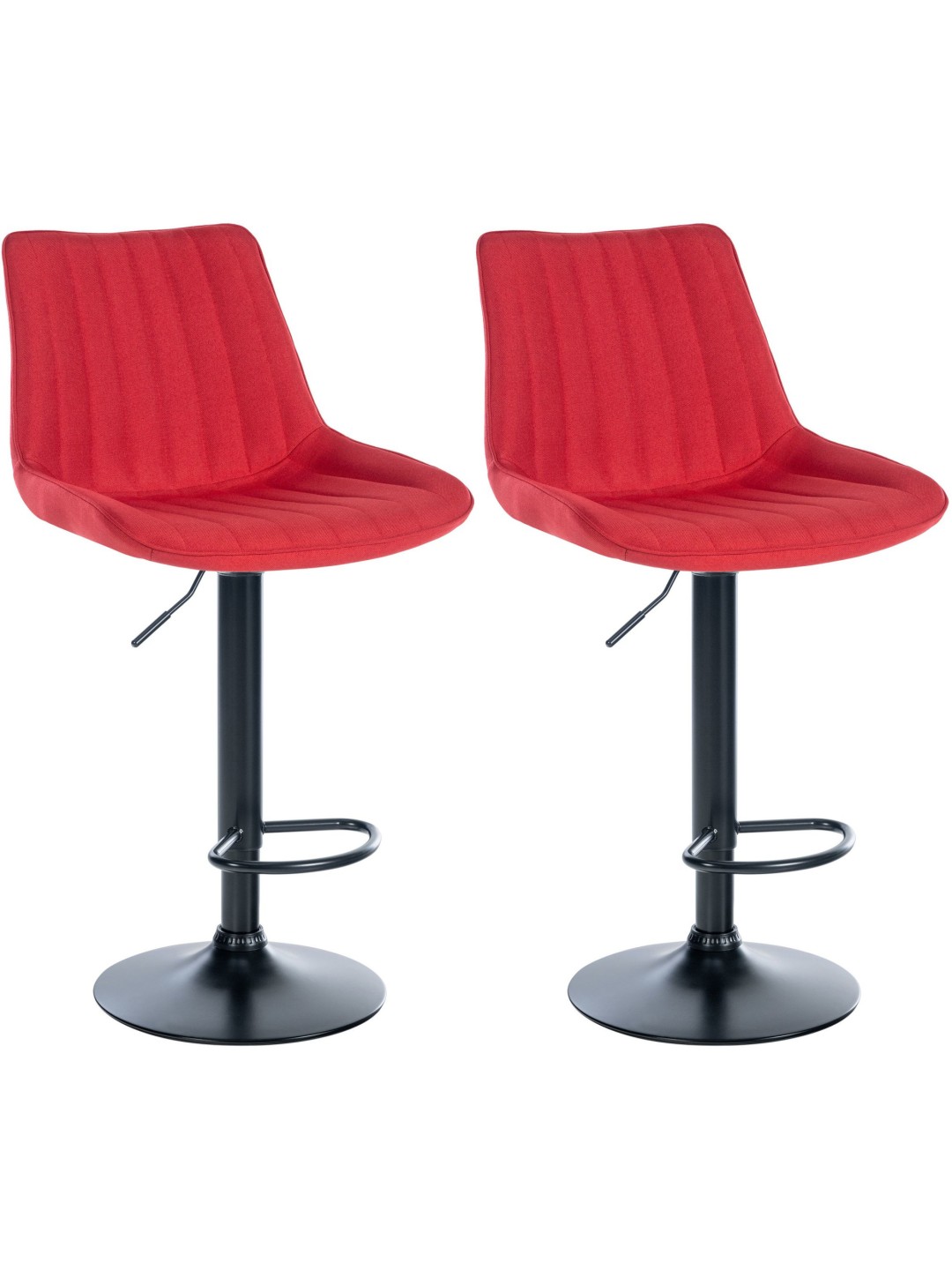Lot de 2 tabourets de bar Toni tissu, rouge