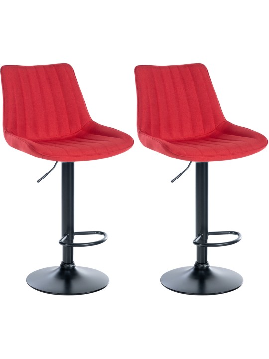 Lot de 2 tabourets de bar Toni tissu, rouge