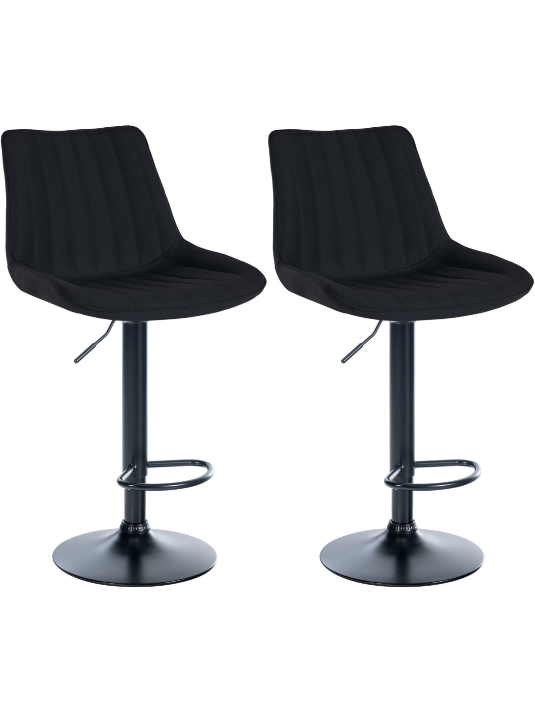 Lot de 2 tabourets de bar Toni tissu, noir