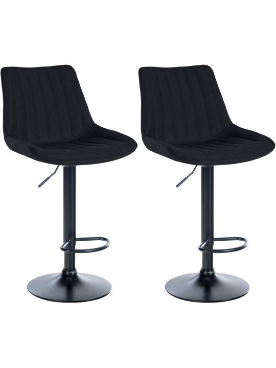 Lot de 2 tabourets de bar Toni tissu, noir