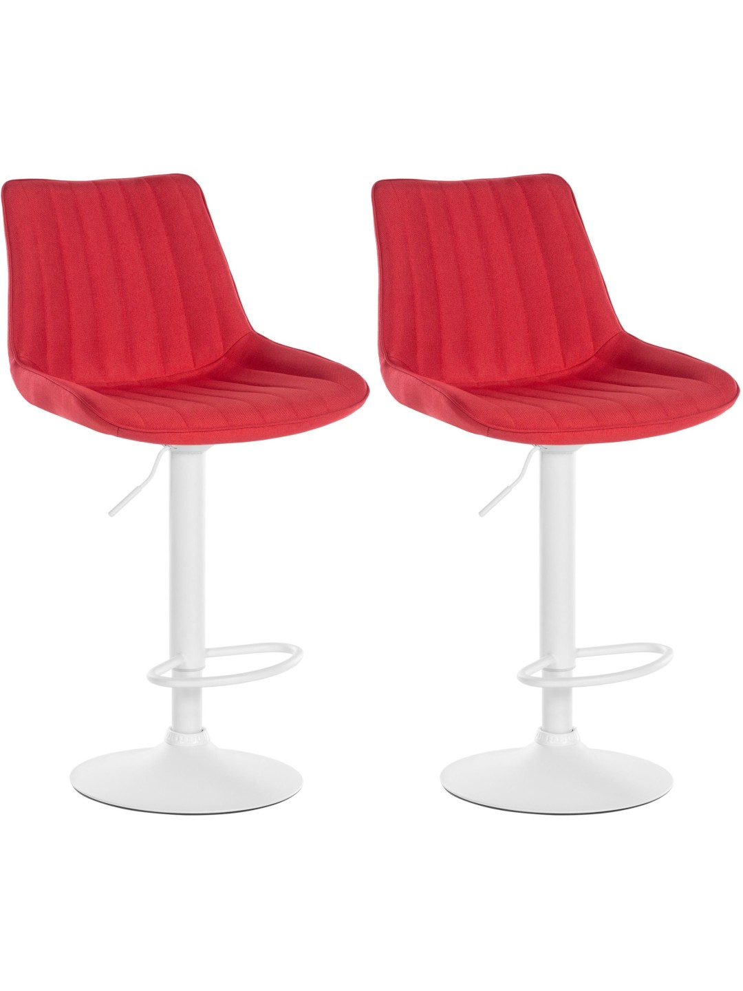 Lot de 2 tabourets de bar Toni tissu, rouge
