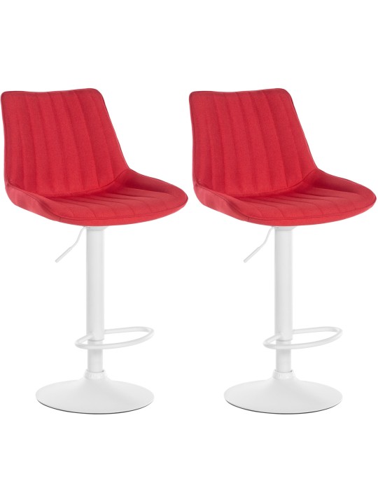 Lot de 2 tabourets de bar Toni tissu, rouge